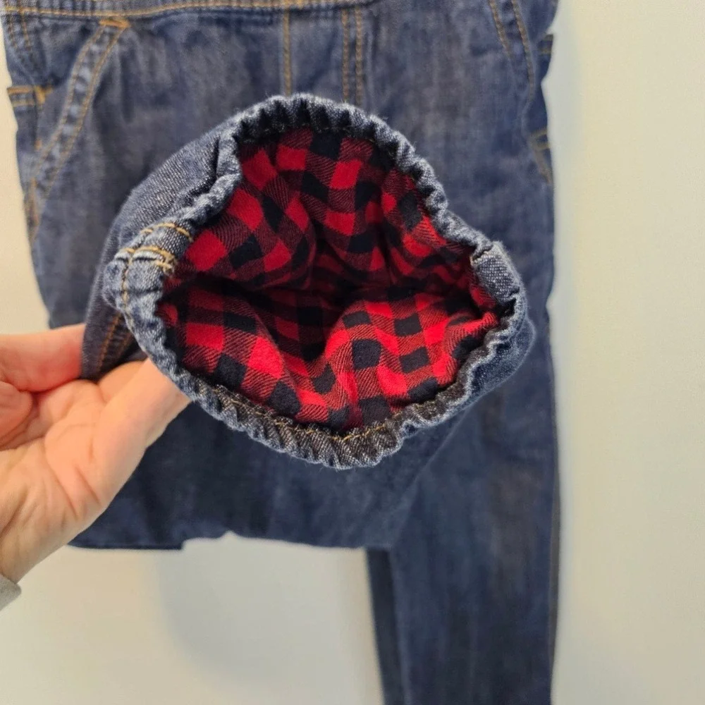 OshKosh B'gosh‎ Boys Plaid-Lined Denim Overalls | Retro Classic Style Size 4T